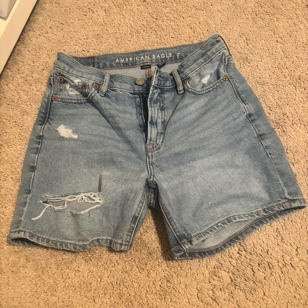 American Eagle Outfitters Light Blue Distressed Jean Shorts